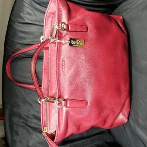 Coach 26769 Madison Red Pebbled Leather Tote Bag